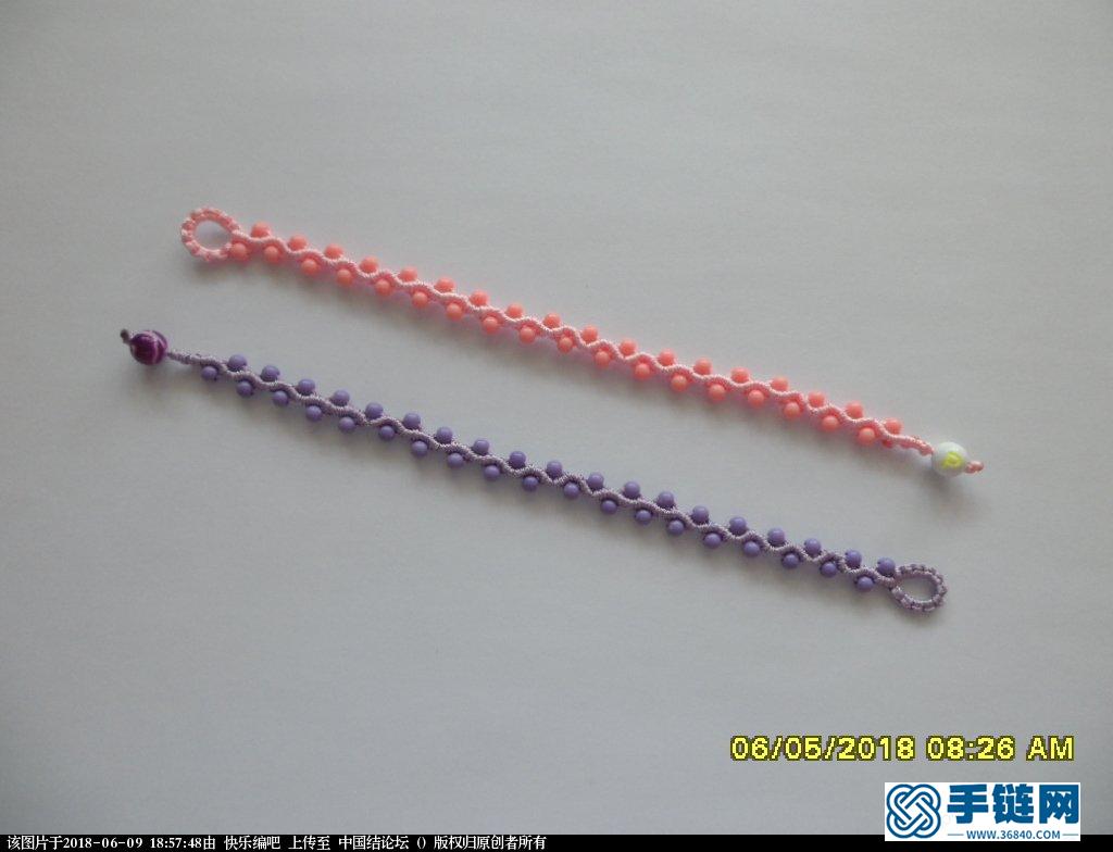 串珠手绳编织教程7,简单的斜卷结组合编法