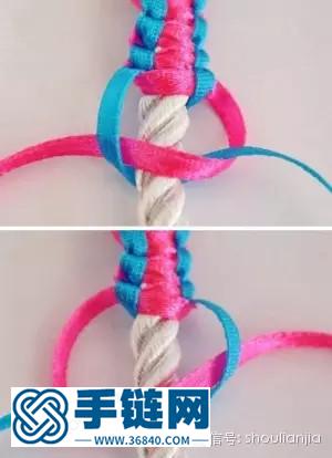 怎样用彩色编绳编手链 diy简单编绳手链制作图解