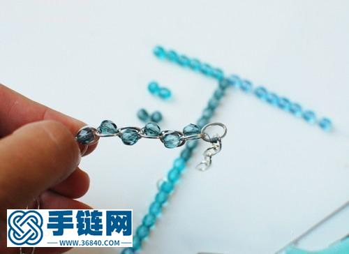 小饰品diy 串制蓝宝石镶珠手链