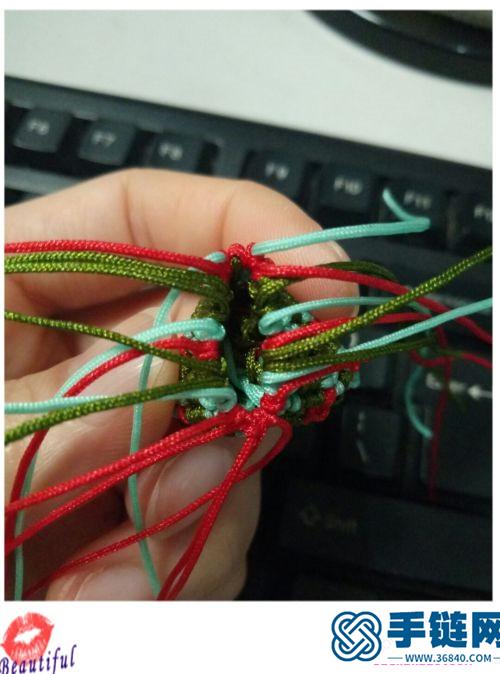 绳编玉线花朵粽子的方法