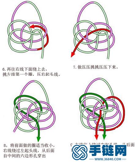 六瓣纽扣结的打法 中国结编织教程