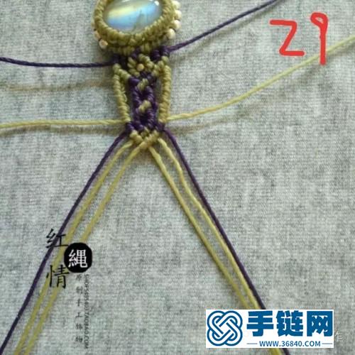 圆蜡绳编月光石银珠星月戒的详细编制教程