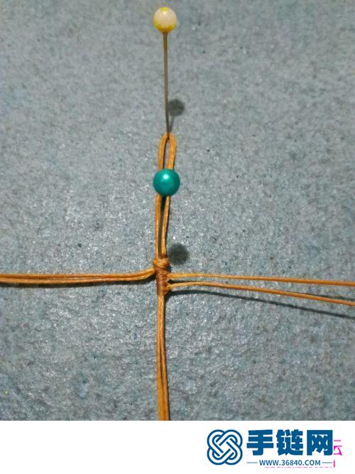 扁蜡线编绿松石桶珠银珠挂坠的详细制作图解
