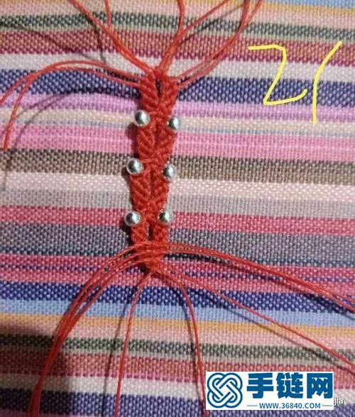 红绳七叶银珠手绳的制作图解