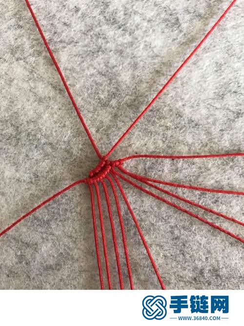 中国结玉线红绳串珠手环的详细编制方法