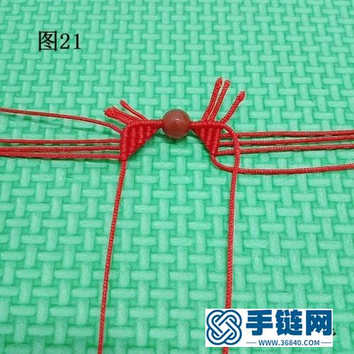 红绳玛瑙天使之翼手链的编制方法