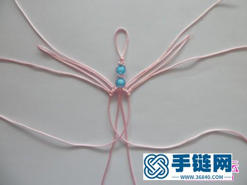 韩国丝串珠十字挂件的的编制教程