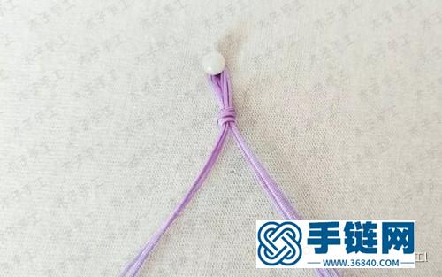 中国结紫色配小金珠手链的编制教程