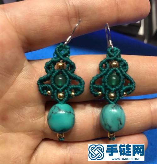 中国结玉线孔雀翎耳环的制作方法