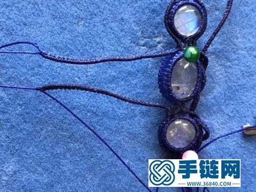 中国结蜡线幽蓝包石手链的详细制作图解