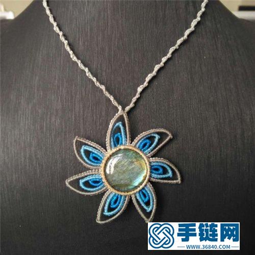 中国结蜡线包石太阳花项链的详细编制方法