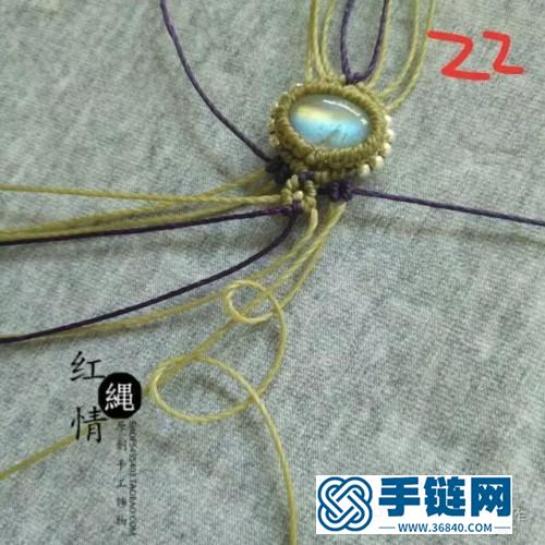 圆蜡绳编月光石银珠星月戒的详细编制教程