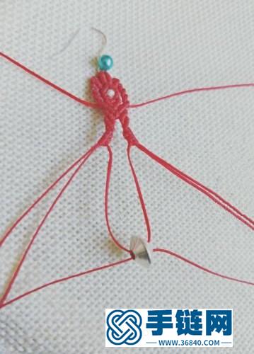 中国红玉珠绳编落雁耳坠的详细制作图解