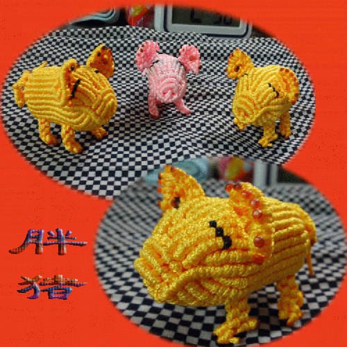 中国结玉线立体可爱小胖猪的详细编制步骤图