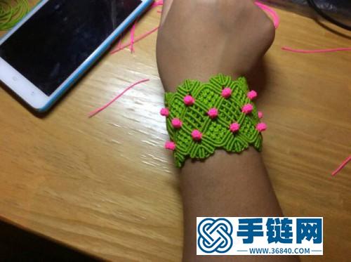 中国结玉线花边宽手镯的详细编制教程