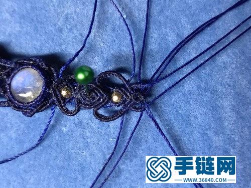 中国结蜡线幽蓝包石手链的详细制作图解