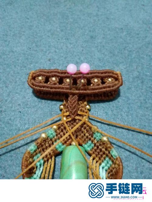 扁蜡线编绿松石桶珠银珠挂坠的详细制作图解