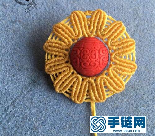 中国结扁蜡向日葵花瓣的详细编制方法
