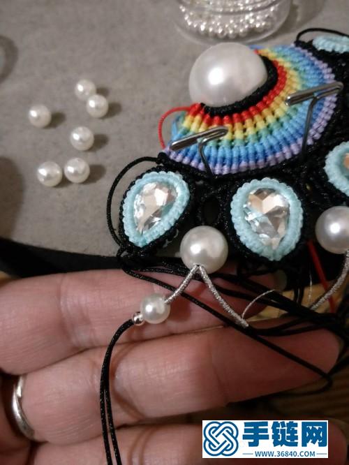 中国结蜡线包锆石珍珠项链挂饰的详细编制教程