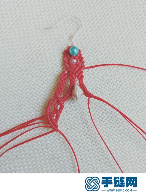 中国红玉珠绳编落雁耳坠的详细制作图解