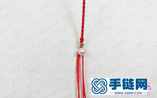 超细款珍珠红绳手链的制作步骤图