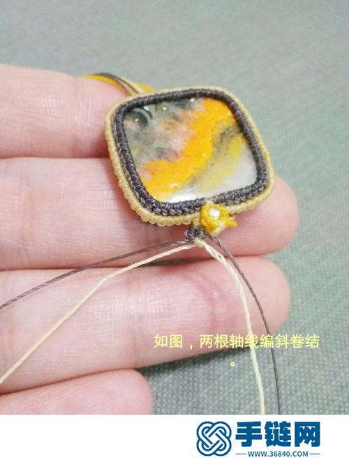 中国结方形大黄蜂石银珠项链吊坠的制作图解