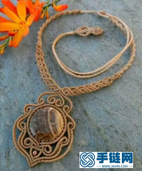 中国结扁蜡包石项链挂坠的详细编制方法
