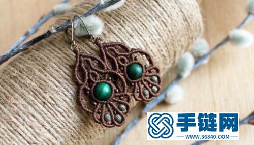 中国结蜡线孔雀石耳环的编制方法