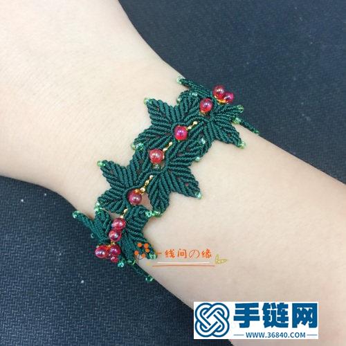 中国结股线圣诞红叶子手链的详细编制方法