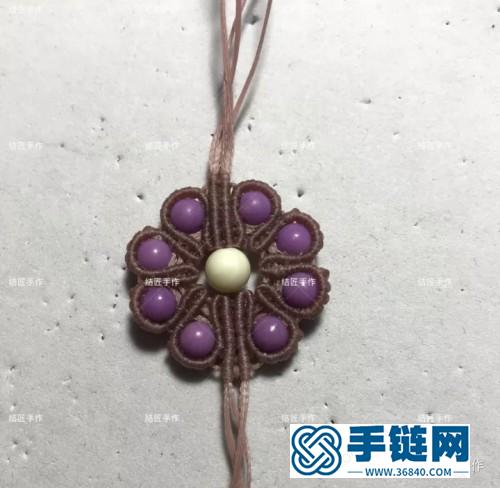 中国结扁蜡紫云母小清新手链花朵的详细制作图解