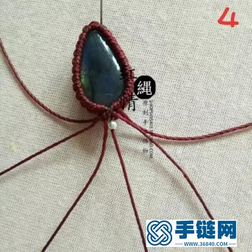 中国结青花瓷拉长石项链吊坠的详细编制教程