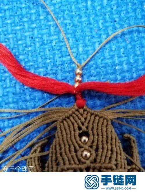 绳编古代将士头盔造型小挂件的详细制作方法