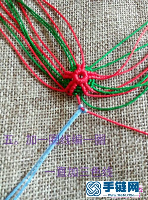 绳编五瓣葫芦小挂件的制作图解