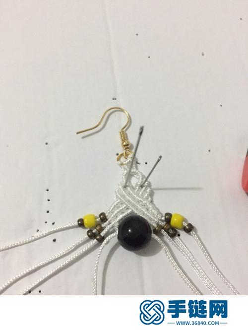 中国结玉线玛瑙珠耳饰的详细制作图解