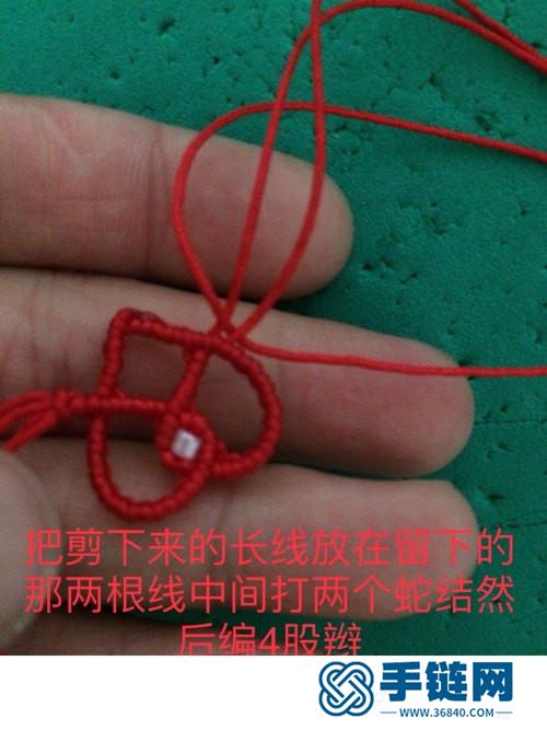 中国结玉线心形手链脚链的详细制作图解