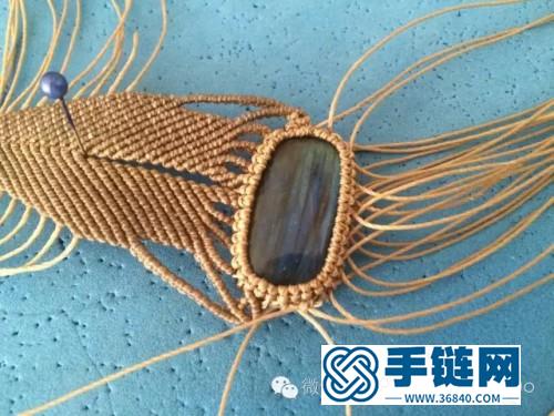 绳编男士宽版圆蜡包拉长石手链的编制教程