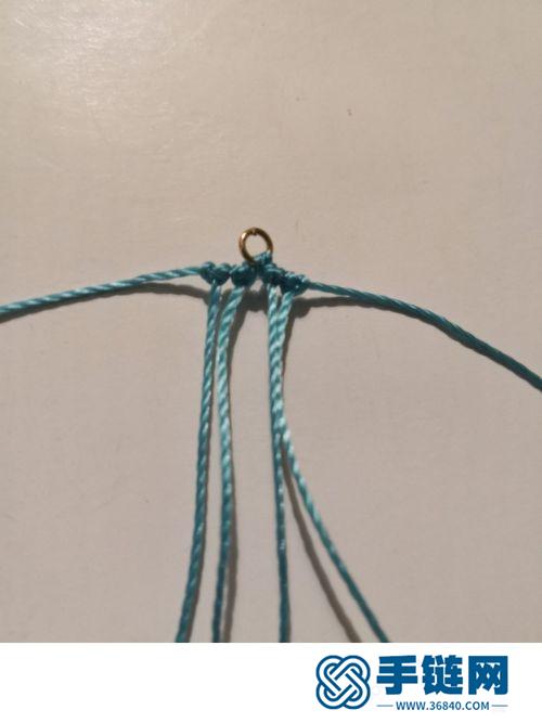 中国结孔雀蓝股线耳环的制作方法