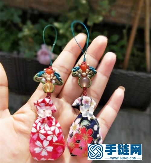 中国结蜡线南红珠珍珠香包挂饰的详细编制方法