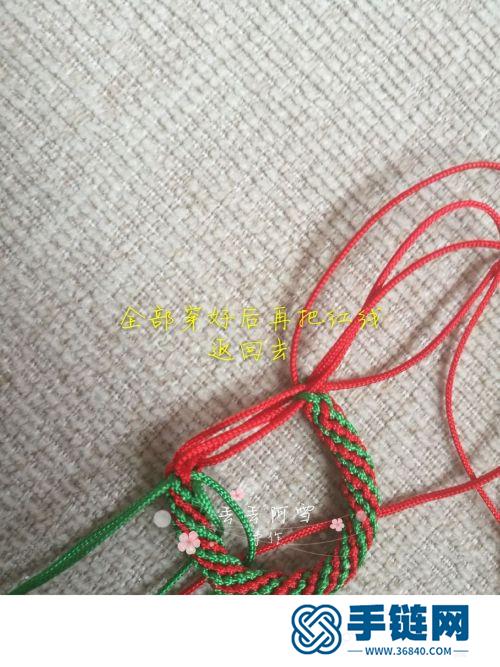 中国结玉线圣诞蝴蝶结铃铛花环的详细编制方法