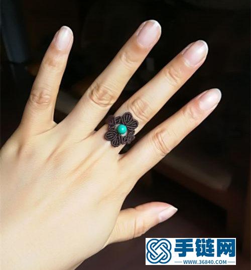 中国结扁蜡小花戒指的详细制作图解