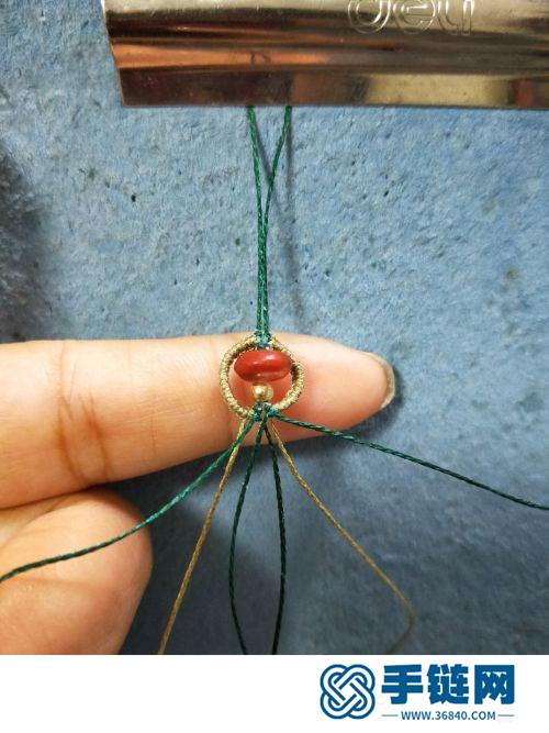 中国结蜡线南红珠蜜蜡梳子小挂饰的详细编制方法