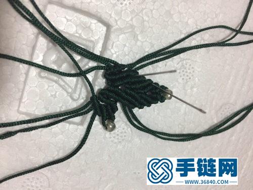 中国结玉线珠子叶子耳饰的编制方法