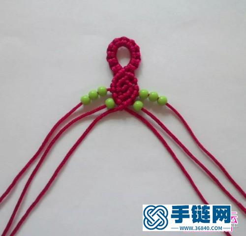 斜卷结加珠手链的编法