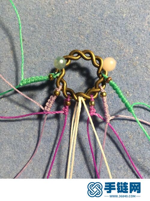 中国结蜡线米珠绕环耳坠的编制方法