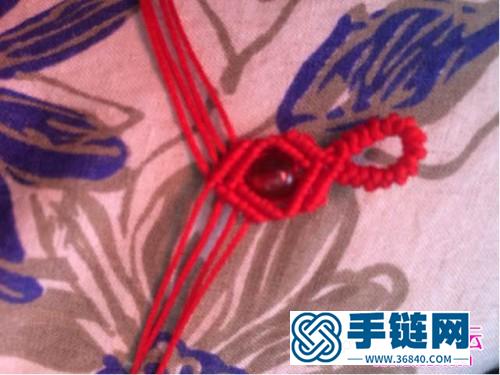 玉线绳编红玛瑙珠子斜卷结手绳的详细编制教程
