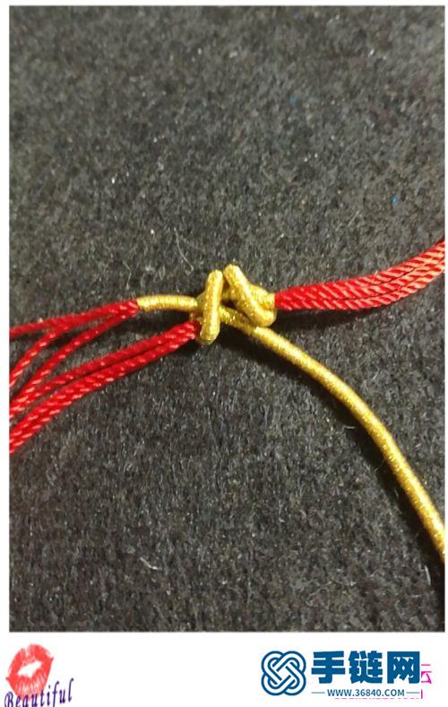 绳编金蝶转运珠手链的方法