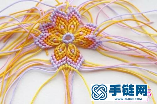 绳编斜卷结花朵的详细编制教程