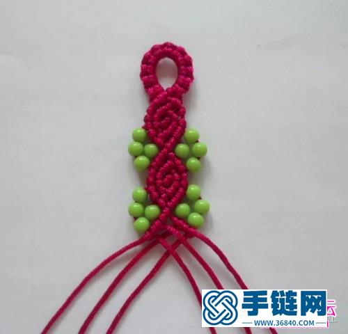 斜卷结加珠手链的编法