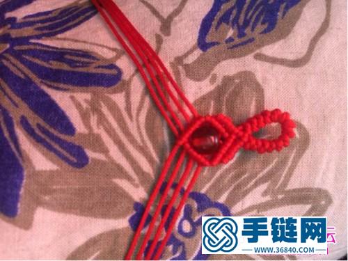 玉线绳编红玛瑙珠子斜卷结手绳的详细编制教程