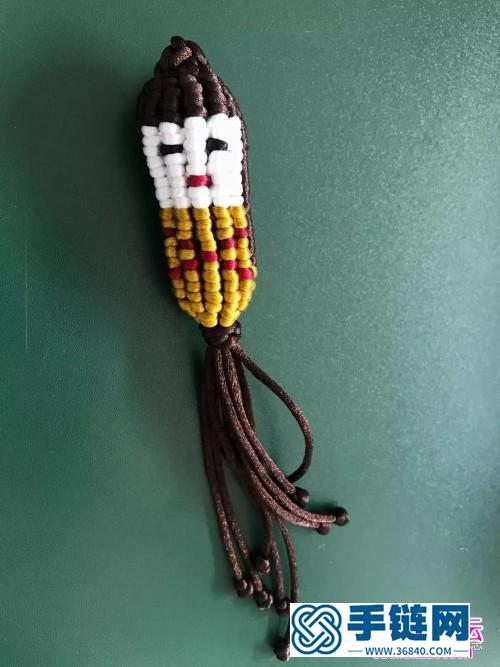 韩国丝绳编超可爱小玉米钥匙挂件的详细制作步骤图